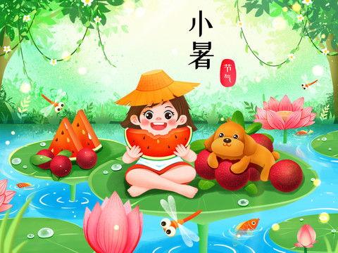 吃瓜女婴插画,童真与幽默的完美融合